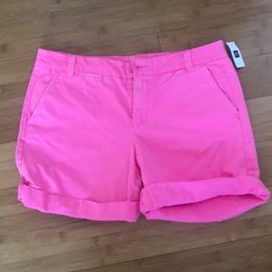 Neon pink boyfriend khakis